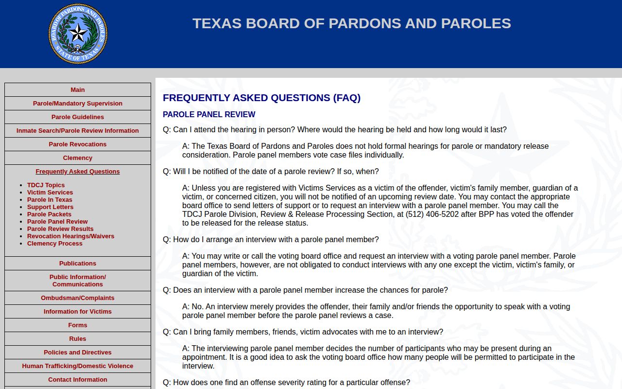 Morris County parole review and no formal hearing explanation